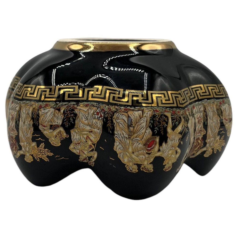 Skratimenos Hand Made Greek Greece Scalloped Bowl 24K Gold 5x3.5" - Picture 6 of 11